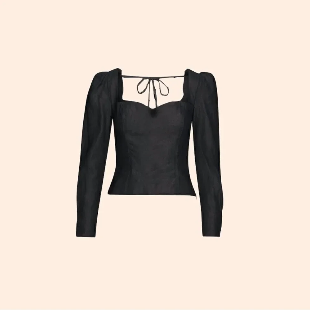 Reformation Castagna Black Linen Top - Picture 5 of 10